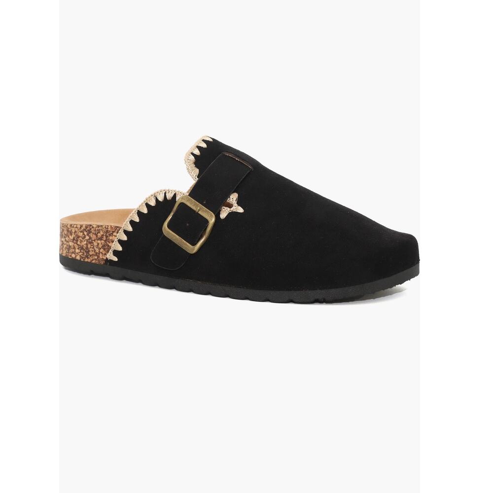 Seven7 Embroidered Trim Clog in black Size 8.5 NEW # Box 624